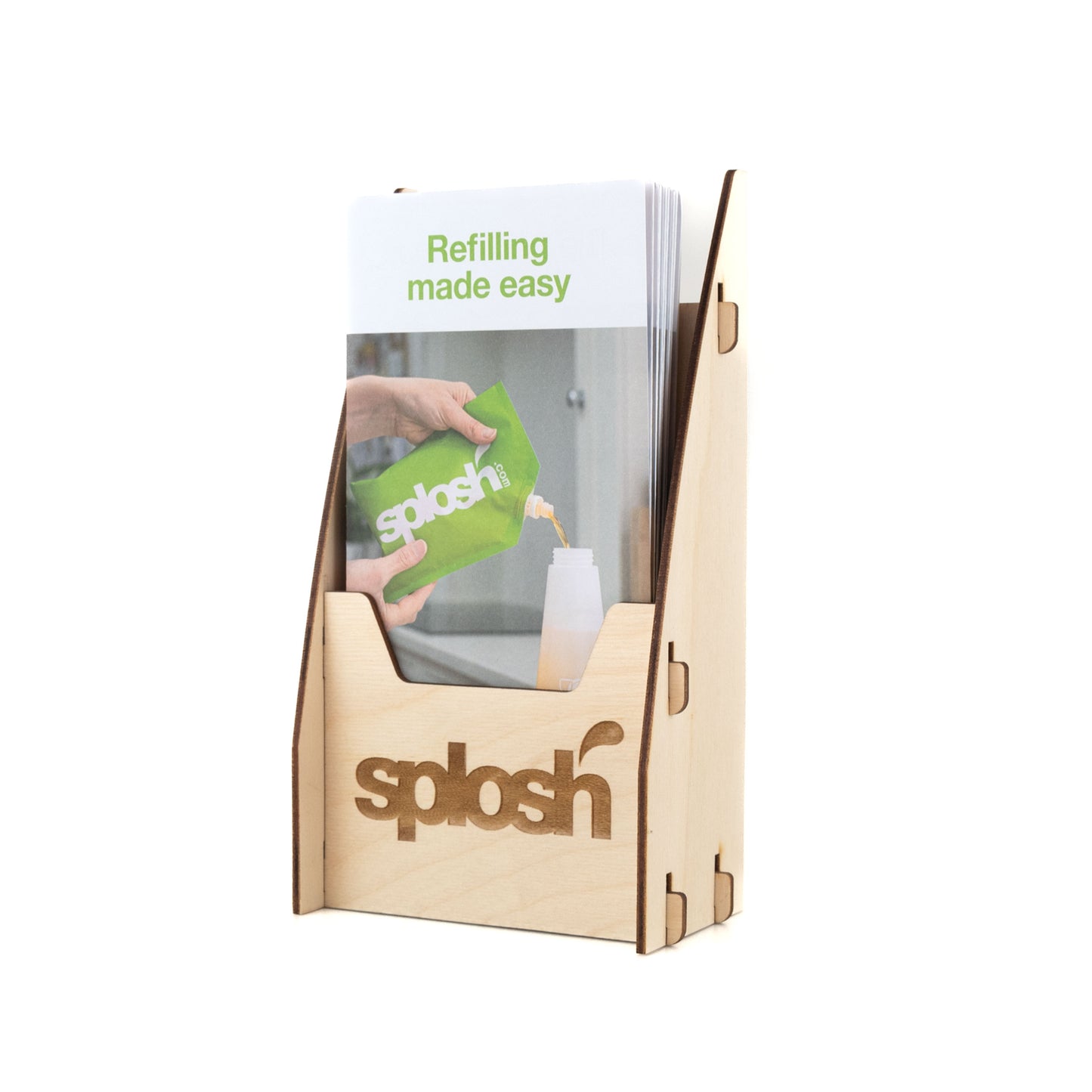 Wooden retail leaflet holder